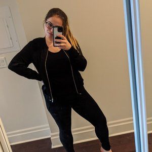 Black Bomber Cropped Jacket with Gold Hardwear